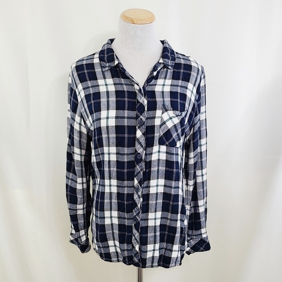 Rails Tops - RAILS Hunter Plaid flannel shirt black blue green size large